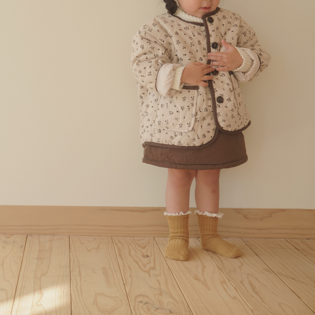 petit floral pattern quilt jacket
