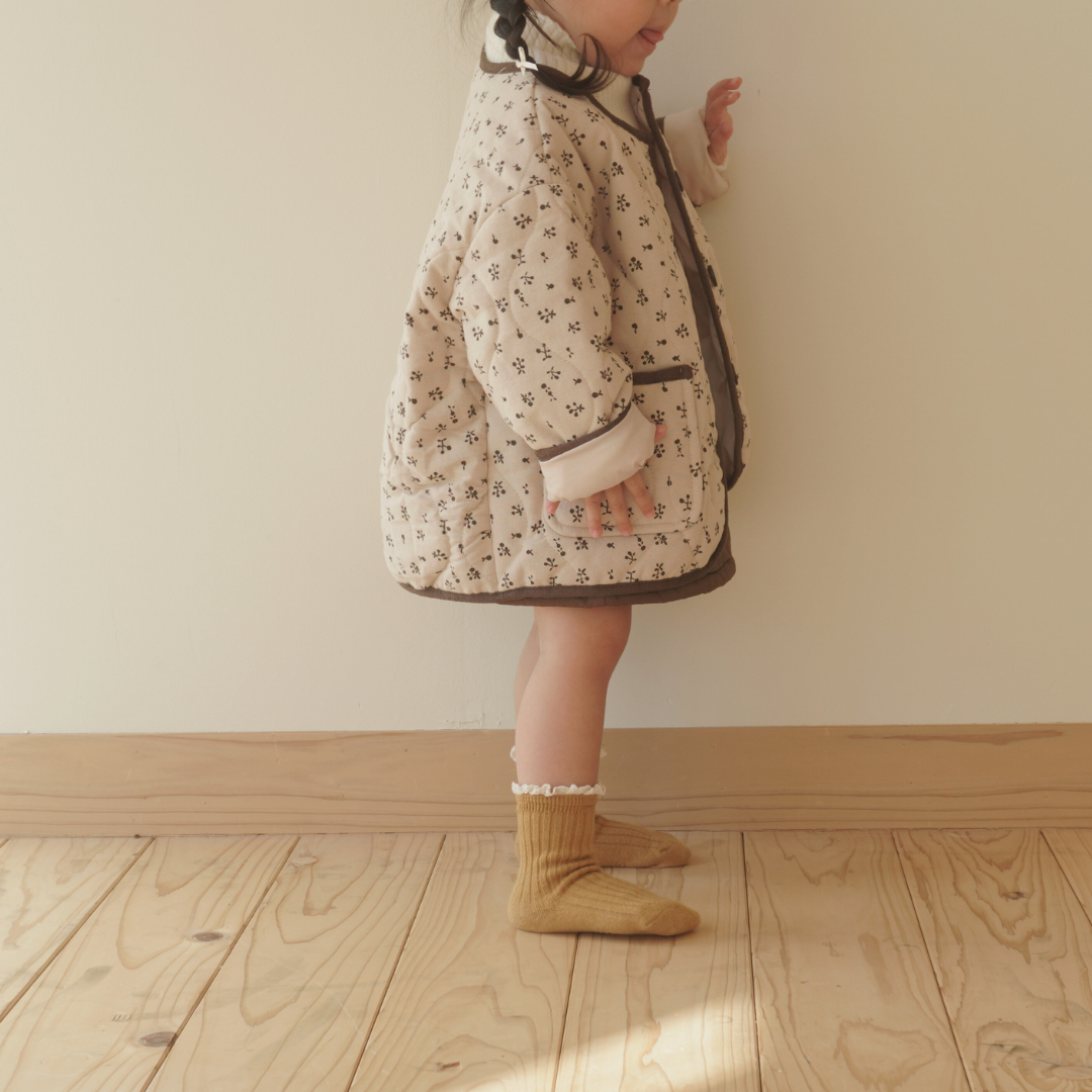 petit floral pattern quilt jacket