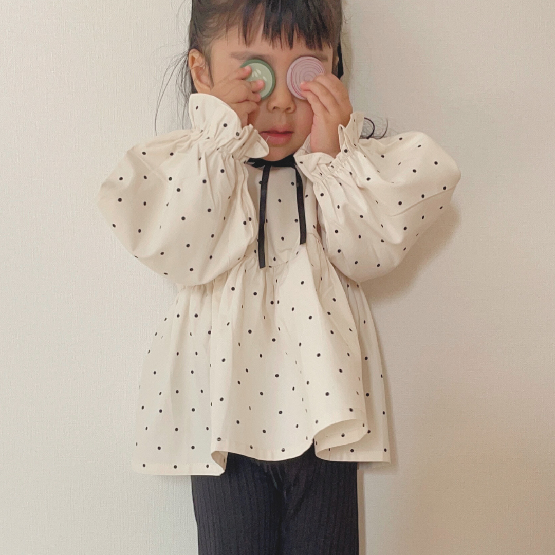 dot ribbon blouse