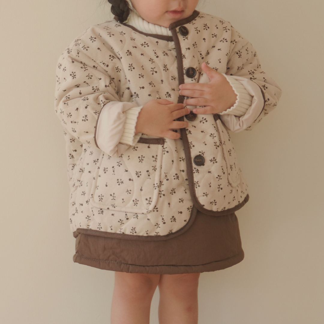 petit floral pattern quilt jacket