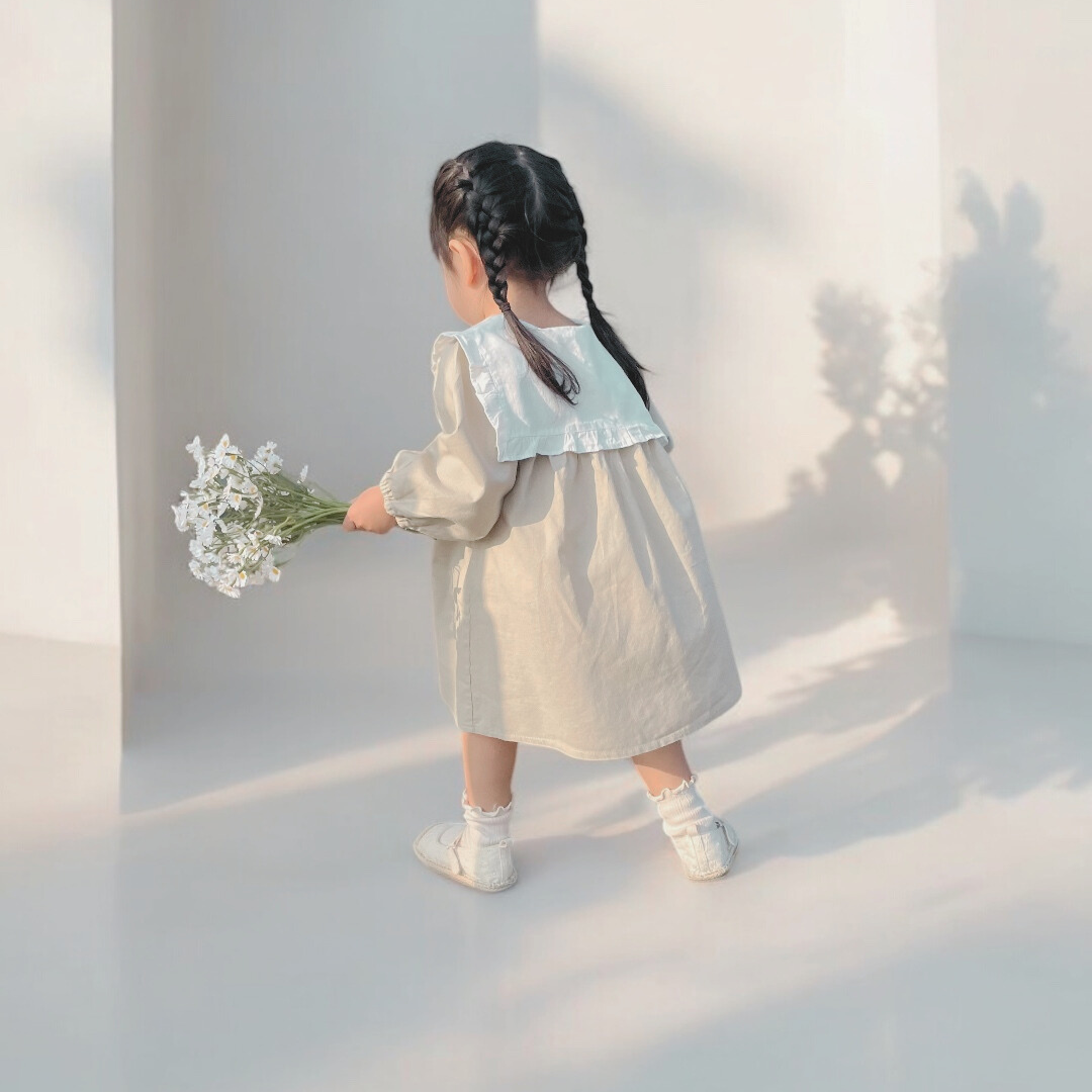 big collar dress - beige