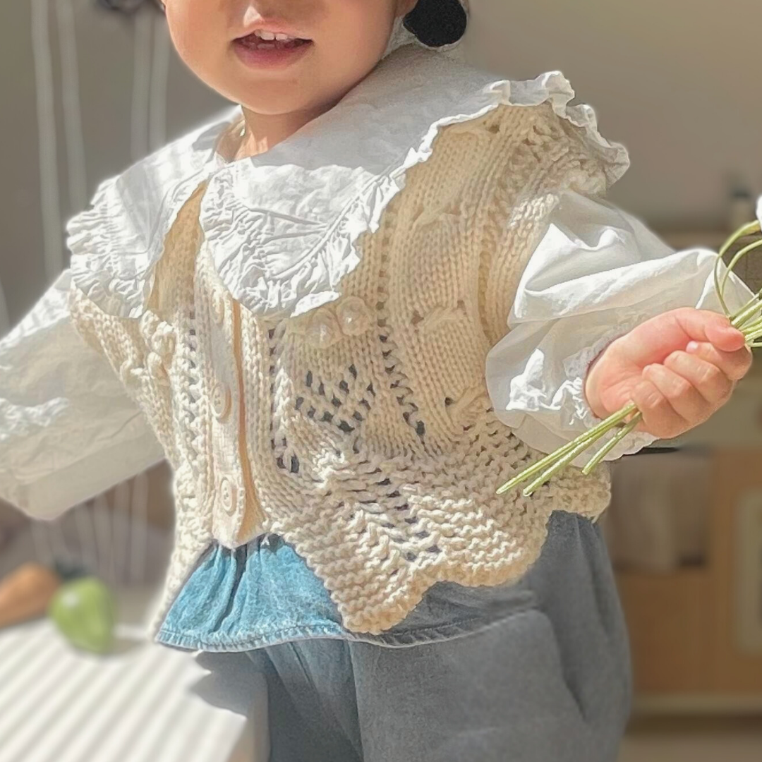 pon pon knit vest - ivory